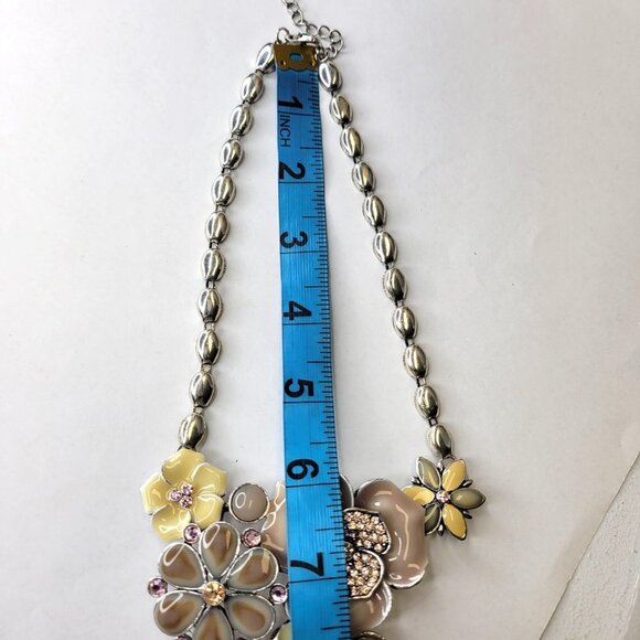 Floral Enamel Statement Necklace and Earrings Set - Picture 9 of 15